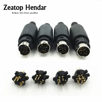 

100Pcs Gold Copper Pin Mini 4 5 6 8 Pin Din Male Plug With Plastic Handle Adapter Soldering Cables DIY Connector High Quality