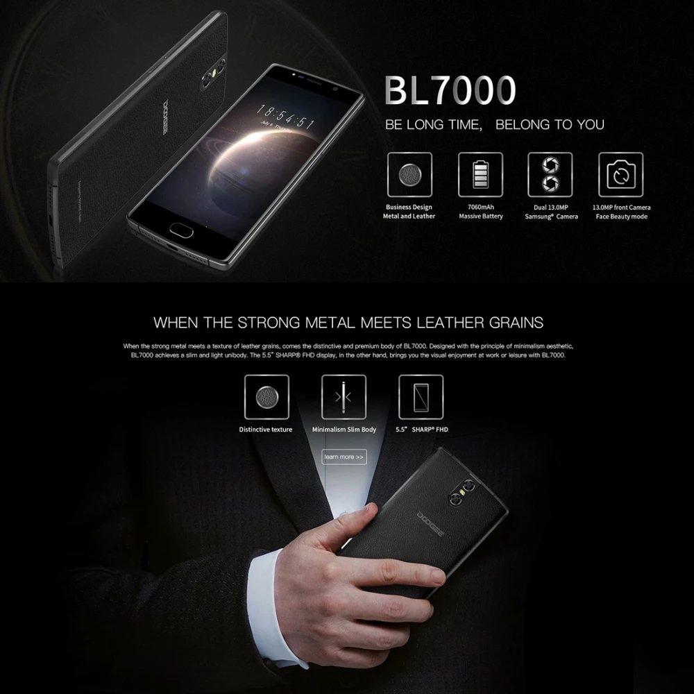 DOOGEE BL7000 LTE 4G смартфоны 4 Гб + 64 13MP 7060 мАч 5 ''Android 7 0 Восьмиядерный 1920*1080 пикселей