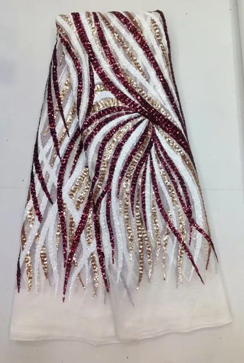 

2016 free shipping Africa Nigeria France royal wedding dress tulle net golden red white LY1227 sequins lace lace fabrics