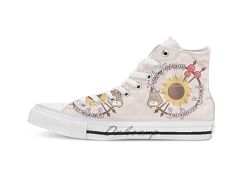 

Fuu's Famous Sunflower Seeds Design breathable Casual High Top lace-up Canvas shoes sneakers For Drop shipping