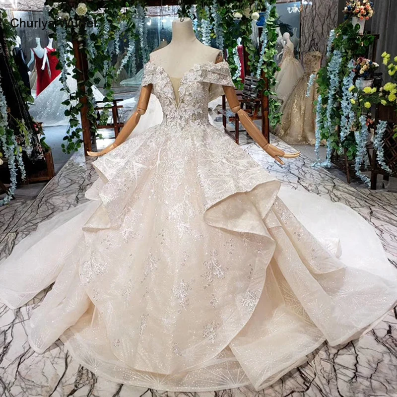 

HTL410 puffy Wedding Dress 2019 off shoulder sweetheart sexy summer bridal dresses for girl long train vestido de noiva princesa