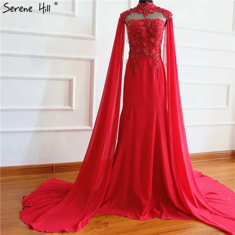 Красное вино русалка элегантные пикантные вечерние платья Бисер цветы моды шифоновые вечерние платья Serene Hill LA6309
