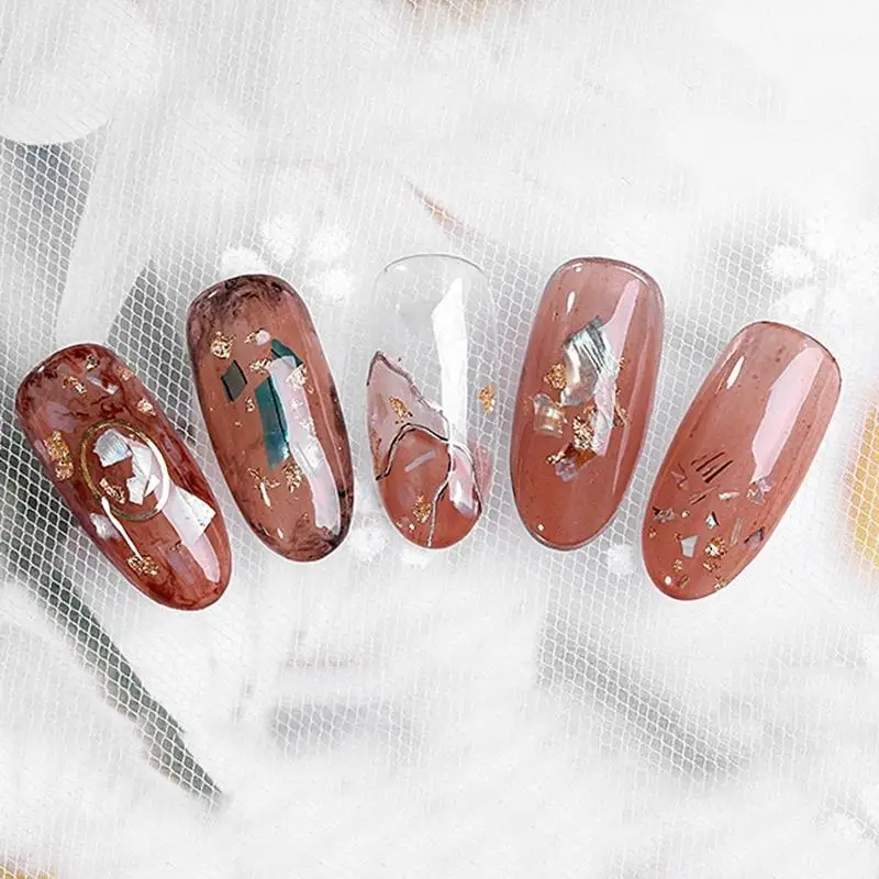 NEW-12 Colors/Box Shell Crushed Stones Gravel Flakes Natural Broken 3D Beauty Manicure Diy Nail Art Decoration Women'S Fashion