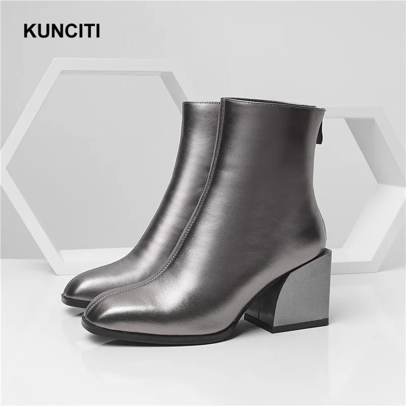 En Kunciti gun gold Femmes Carré Talons Bout Cheville Martin D230 D'hiver Bottes Véritable Cuir Black silver À Themost Hauts 2018 qEHwxRdUU
