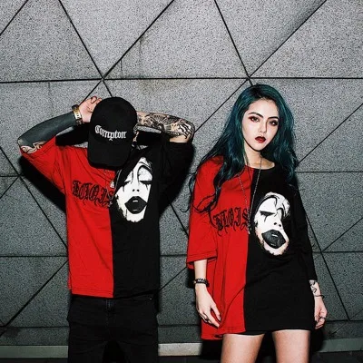 

2019 Ins Harajuku Lover T Shirt for Men Women Grim Reaper Print Punk Rock Fashion Graphic T-Shirt Women Cotton Tshirt Plus Size
