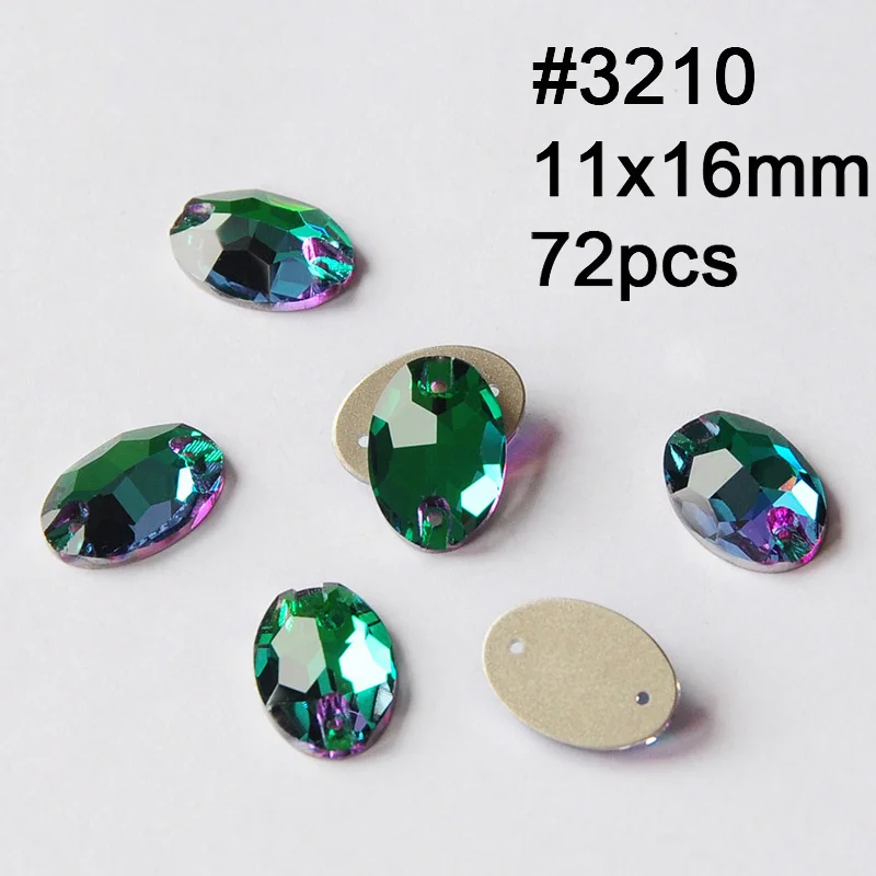 Смешанные формы изумруд Rivoli квадратная космическая триллиантная КАПЛЕВИДНАЯ капля пришивные стразы для шитья стеклянные кристаллы пришивные камни - Цвет: Oval 11X16mm 72pcs