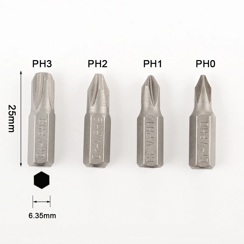 10 шт. электрическая отвертка Набор бит 25 мм PH0 PH1 PH2 PH3 1/4 дюйма шестигранный хвостовик биты противоскользящие крестовые отвертки комплект