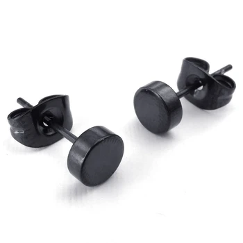 

Jewelry Men's Earrings, 4mm Circle Ear Studs, 2pcs (1 Pair), Stainless Steel, Black