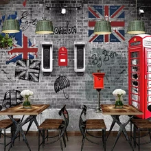 Обои на заказ, Европейская и американская Ретро ностальгическая лондонская телефонная будка, кафе, картины маслом на холсте, 3d обои
