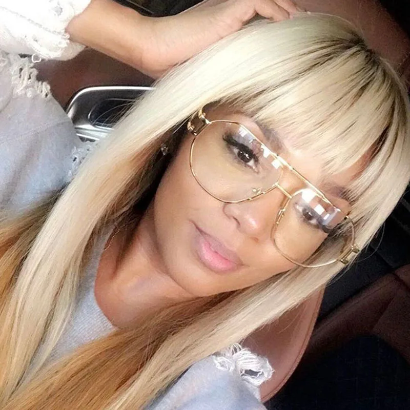 

XYKGR fashion oval sunglasses women's trend metal frame gradient lens transparent lens sunglasses men and women glasses