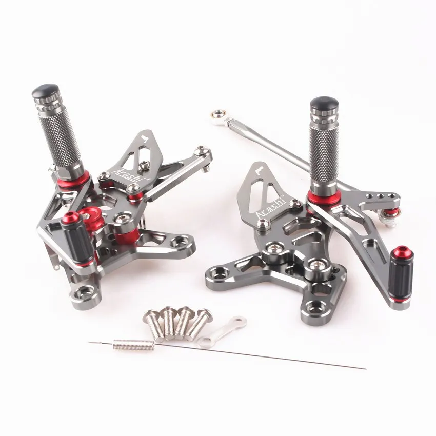 

For Kawasaki Ninja ZX6R 2007 2008 ZX-6R Motorcycle Aluminum Adjustable Rearset Foot Pegs Gray