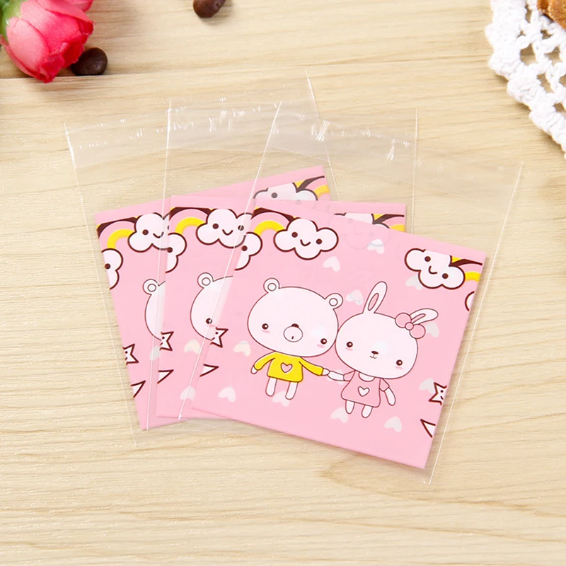 

100pcs/lot Translucent Plastic Packaging Bags Cupcake Wrapper Self Adhesive Bags Birthday Christmas Party Gift Bags