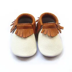 Для новорожденных, из натуральной кожи; мокасины; первые шаги мягкие коричневые обувь для мальчика детская обувь с бахромой, Размеры 0 до 5
