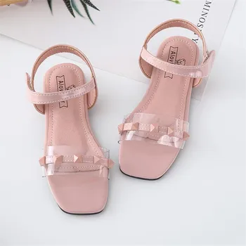 

Boutique girls sandals 2019 new children's sandals summer women's princess shoes fashion rivets soft bottom shoes