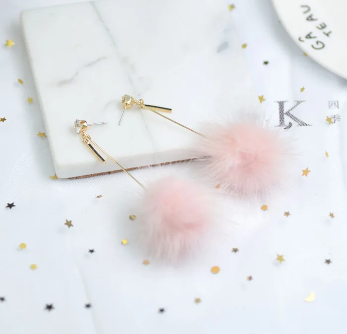 New Contracted Mink Series Female Cute Earrings Japan and South Korea Version of Sweet Temperament Stud Accessories | Украшения и
