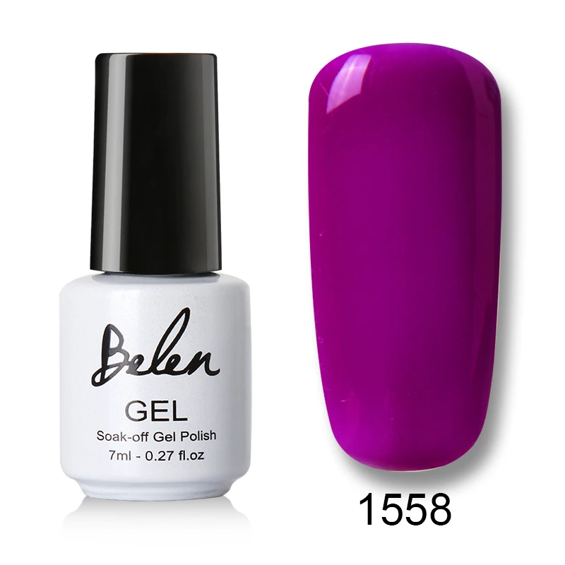 Belen 7 мл Лак для ногтей великолепного цвета Гель-лак для ногтей Vernis полуперманентный Гель-лак впитывающий лак для ногтей Гель-лак - Цвет: 1558
