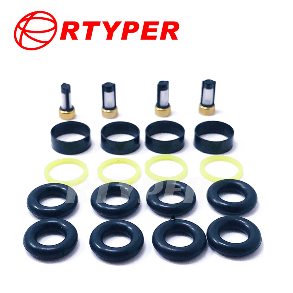 

Four Sets Fuel Injector Repair Kits Micro Filter Oring Plastic Gasket Pintle Cap 03005 For DELPHI FJ10035 Injector