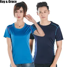 RAY GRACE быстросохнущая походная футболка Летняя сетчатая дышащая уличная спортивная одежда для мужчин и женщин футболки для фитнеса альпинистская Футболка С рыболовным принтом