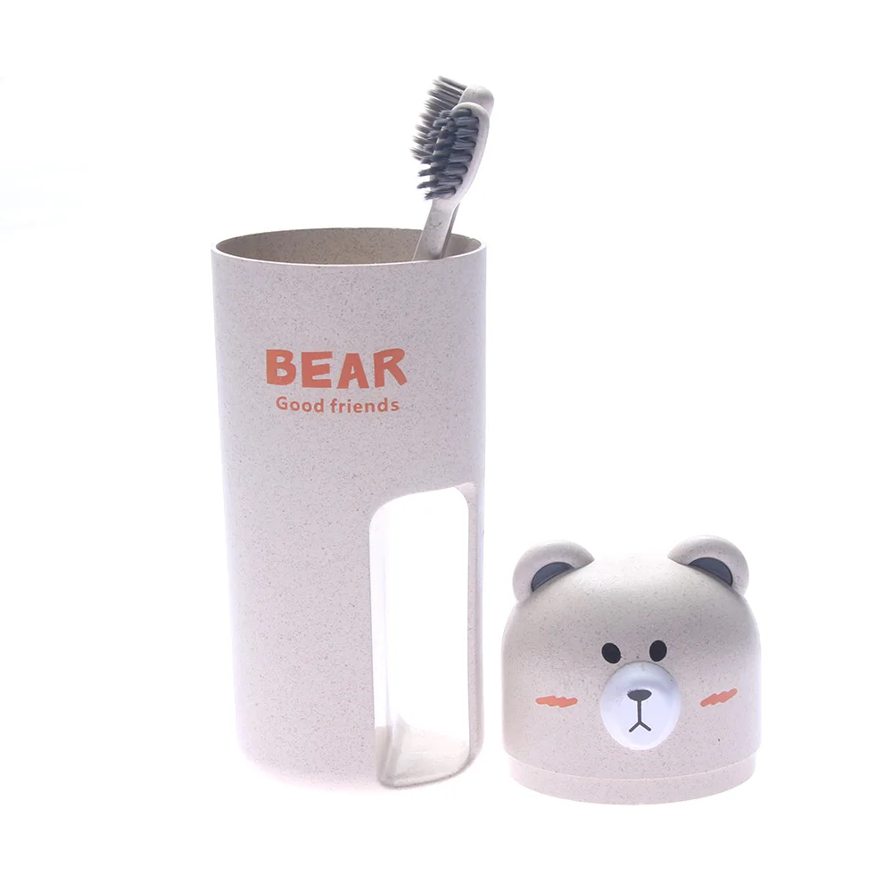 2 1 Cartoon Toothbrush Set Toothpaste Holder Wash Organizer Cup with Toothbrush Traveling Bathroom Oral Hygiene 5