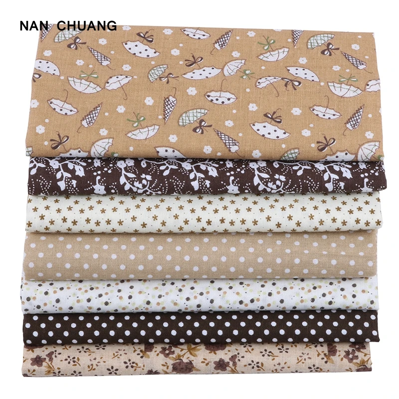 Nanchuang 커피 얇은 코튼 패브릭 패치워크, 바느질 스크랩북 천 티슈, 퀼트 바느질 패턴, 25x25m, 로트당 7 개
