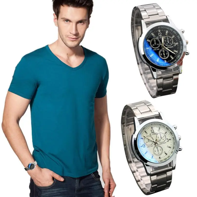 

Quartz Wristwatches Alloy Luxury Hours Watch Silver Stainless Steel Sport Fashion Casual Watch Men 18MAR7