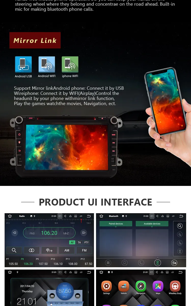 Perfect TOPBSNA Android 7.1 Car DVD Player For Volkswagen VW Passat B6 CC b7 Polo MK4 MK5 Golf 4 5 Tiguan Jetta BORA 2 Din GPS Navi RDS 6