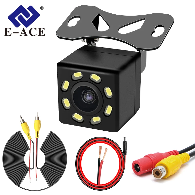

E-ACE I08 Car Rear View Cam Universal Backup Auto Reversing Parking Camera 8 LED Night Vision CCD Waterproof Wide Angle HD Video