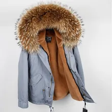 Парка, зимняя куртка, Женское пальто с натуральным мехом, большой воротник из натурального меха енота, парки, теплое плотное зимнее пальто, женская верхняя одежда