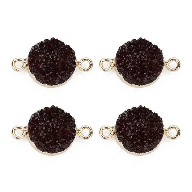LOULEUR 5pcs/lot Colorful 13.5mm Faux Druzy Resin Charms Pendant Round Connectors For Women DIY Earrings Jewelry Making Findings Dark red