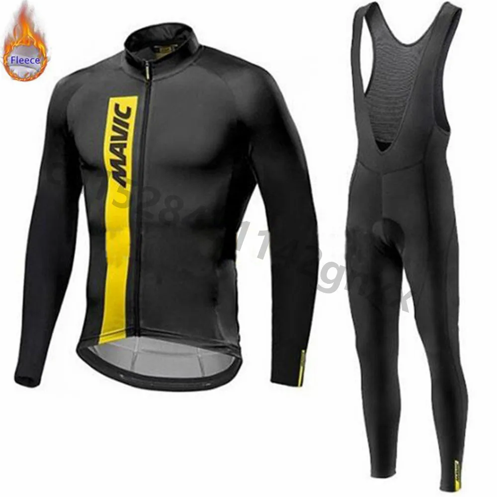 Najtaniej 2019 Mavic Pro team zimowy zestaw koszulek kolarskich z długim rękawem MTB odzież rowerowa jednolity termiczny polar strój kolarski Ropa Ciclismo