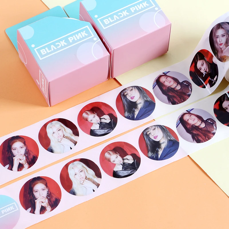 

KPOP BLACKPINK Round Sticker Tape Decorating Paper DIY Diary Scrapbook Sticker Gift Set Handbook tags