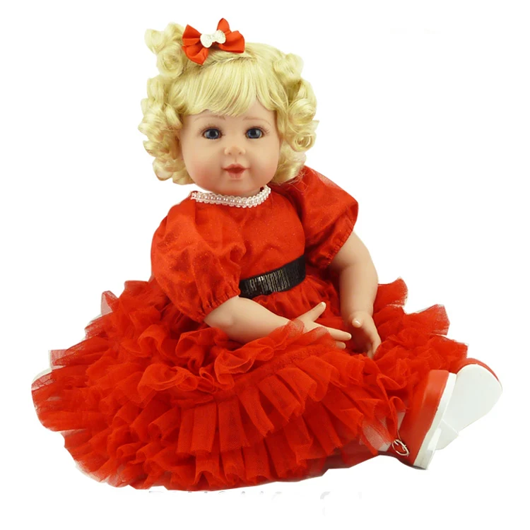 

22"/55cm Beautiful Red Princess Dress Silicone Reborn Bebe menina Dolls Vinly Toys Interactive Play Fun for Girls