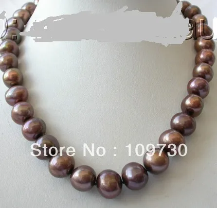 

Jewelry 001641 stunning big round Chocolate freshwater cultured pearl necklace