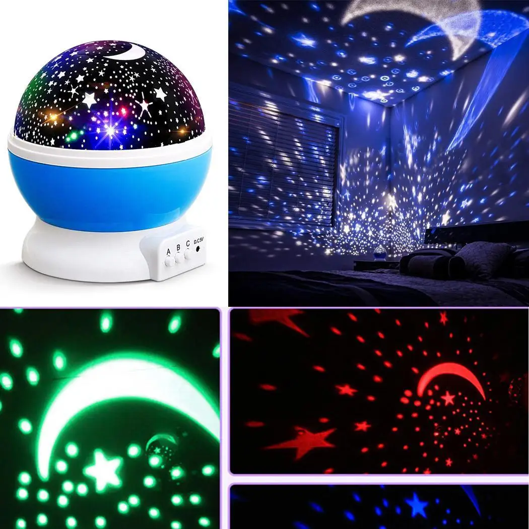 

Romantic Easy Cosmos Star Moon Adult changing Night Kid LED Light Rotating color Bedroom Baby Projector KTV Sky use
