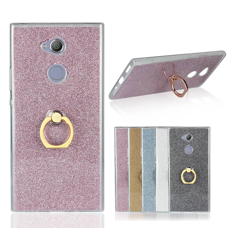 

For Sony Xperia XA2 Ultra Case Silicon Transparent Soft TPU Glitter Ring KickStand Phone Case For Sony XA2 Ultra Dual Slim Cover