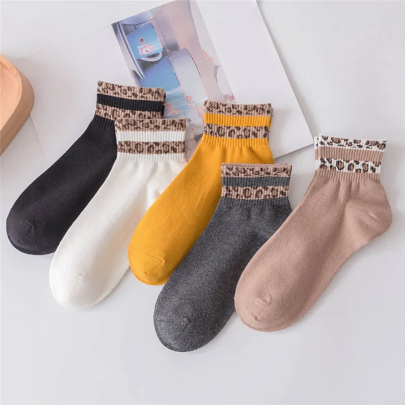 New Cycling Socks Women Spring Ladies Leopard Print Socks Fashion Women Anklets Sox Bobby socks Outdoor sports Running socks #2d (7)