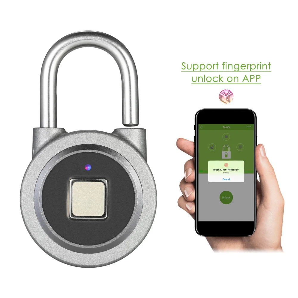 Fingerprint Smart Keyless Lock Waterproof APP Button Password Unlock Anti-Theft Padlock Door Lock for Android iOS System