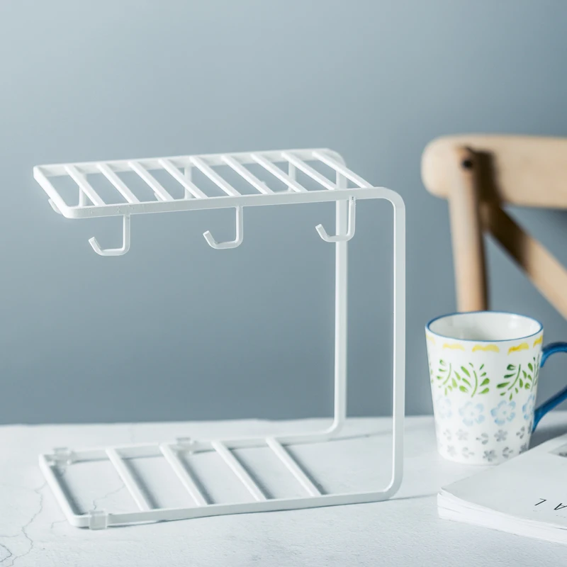 Coffee Cup Shelf Rack Iron Mug Hanging Holders Under Cupboard
