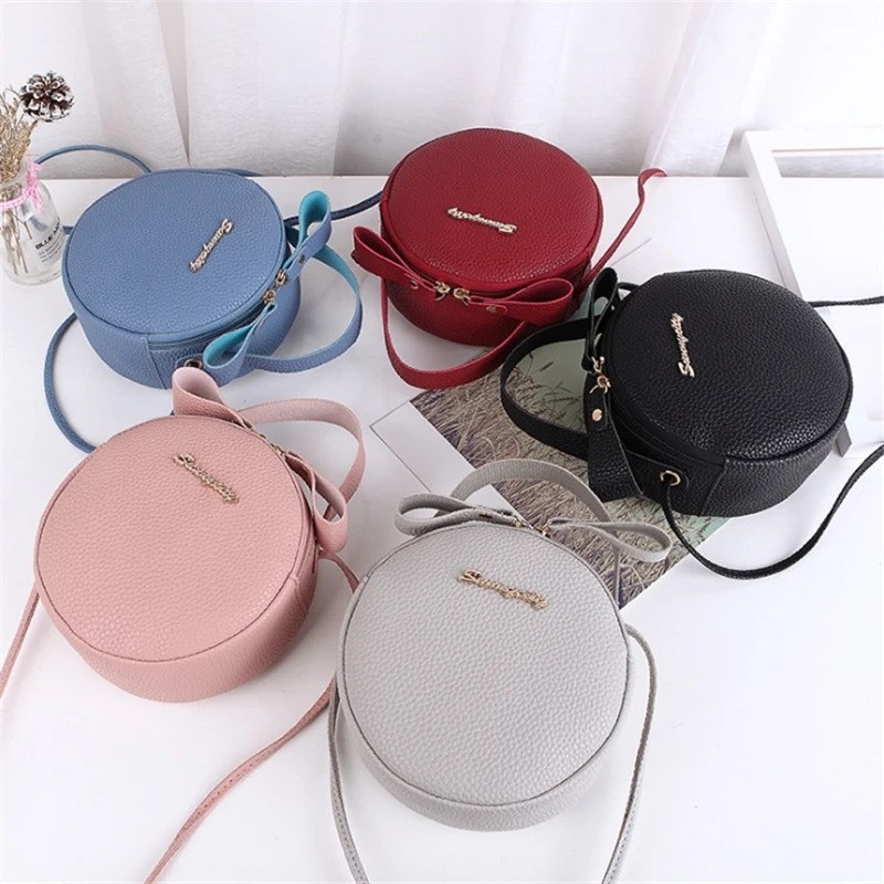  Fashion Women Phone Bag Mini PU Leather Circular Handbag Simple Design Messenger Bags For Women Fem - 32992787018