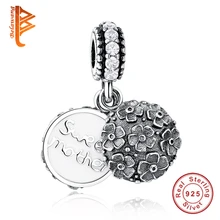 Europea 925 Plata Esterlina Esmalte Blanco Dulce Madre y Daisy Flor Colgante de Los Encantos Fit Pandora Collar Pulsera Fabricación de Joyas