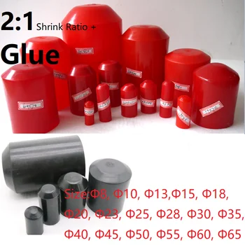 

Diameter 8 ~ 65mm 2:1 Heat Shrink End Seal Cap Adhesive Glue Lined PE Insulated 35KV Wrap Wire Protect Cover Bottom Cable Sleeve