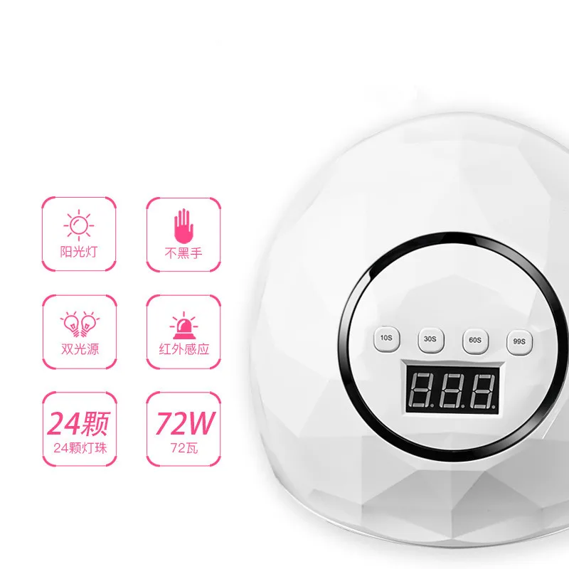 Conduziu a Lâmpada Secador de Unhas de Luz Lâmpada de Cura Automático de Ferramentas de Máquina s com Sensor Mais Novo Unha Dupla Secagem Rápida uv Gel Polish Manicure 99 72 w 8 Secadores de unhas