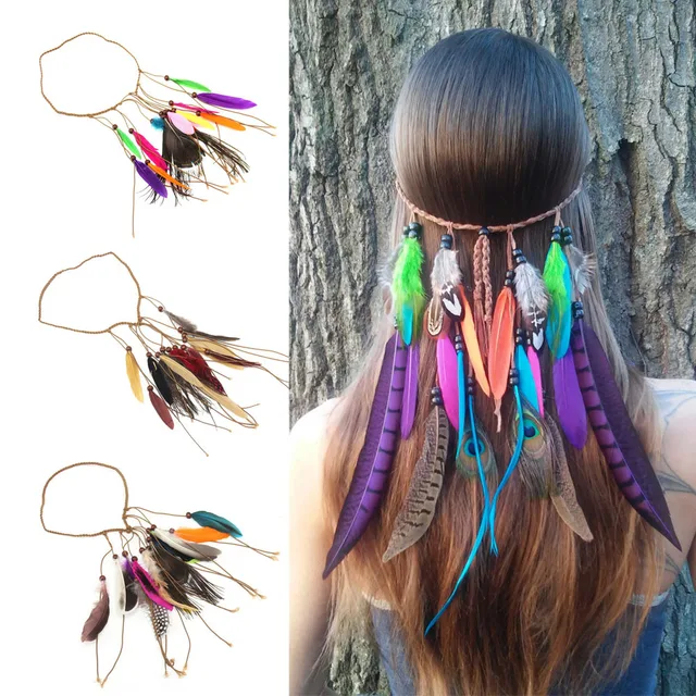 Indian Native American Style Head Band With Wild Feathers Hair Wear Indian Native American Style Head Band With Wild Feathers Hair Wear Free Shipping Worldwide
