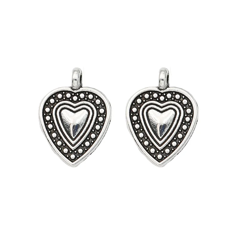 

10pcs Tibetan Silver Plated Heart Charms Pendants for Jewelry Making Bracelet Jewelry Accessories Jewery Findings 19x14mm