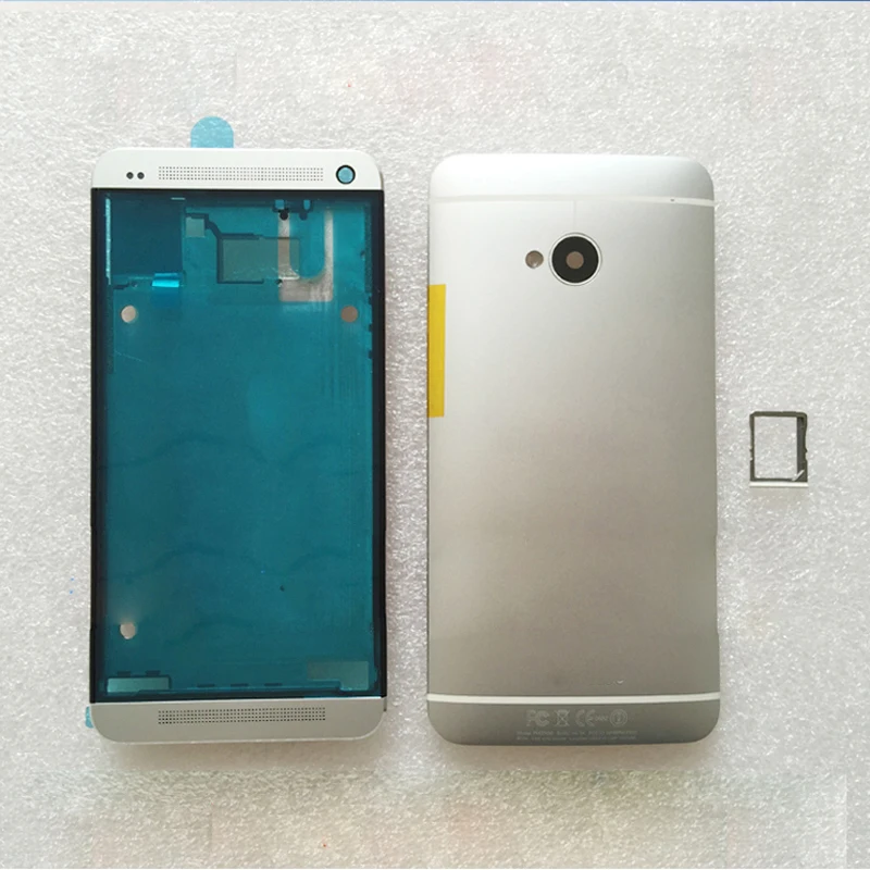 

BaanSam New Front Frame Single Card Battery Door Back Cover Housing Case For HTC M7 801 With Power Volume Buttons+SIM Card Tray