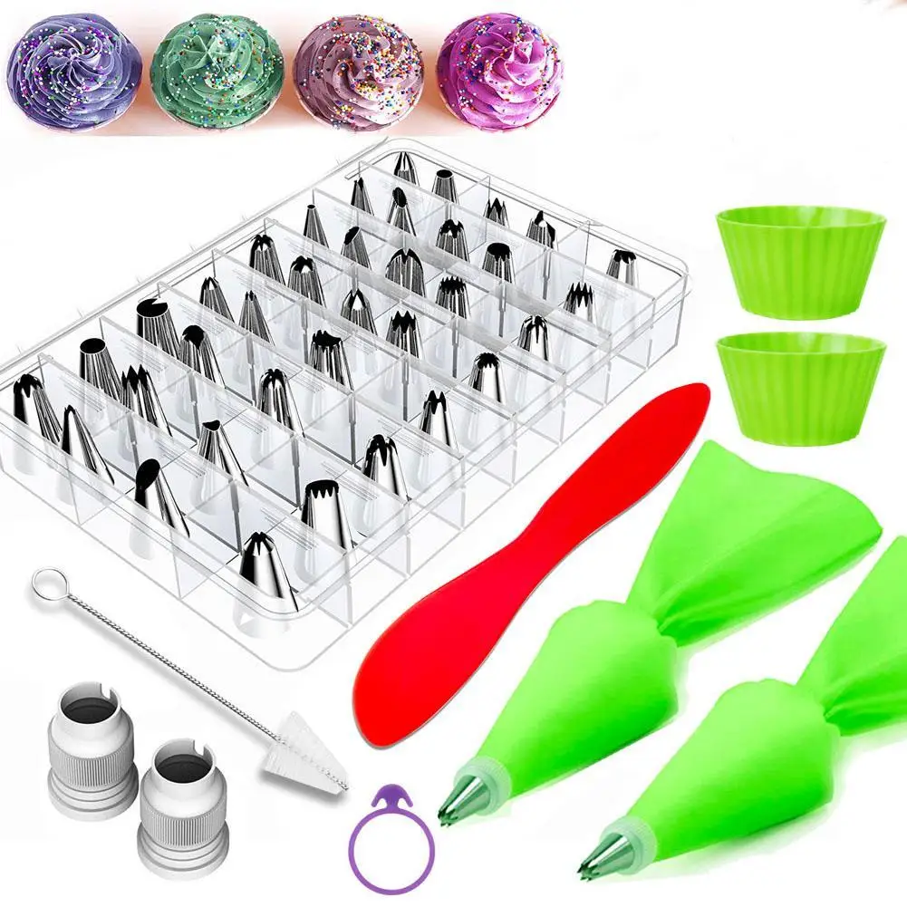 

Waasoscon 45PCS Pastry Nozzles And Coupler Icing Piping Tips Sets Stainless Steel Rose Cream Bakeware Cupcake Cake Decorating