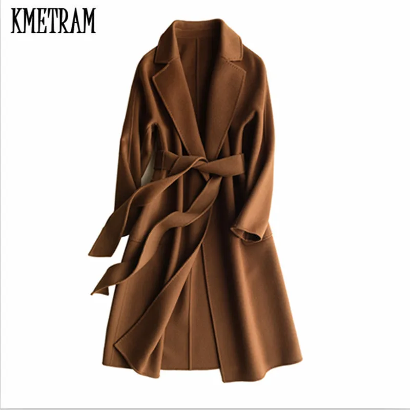Kmeram осеннее и зимнее модное женское Шерстяное Пальто шерстяное пальто с отложным воротником свободное стильное манто Femme Hiver HH512