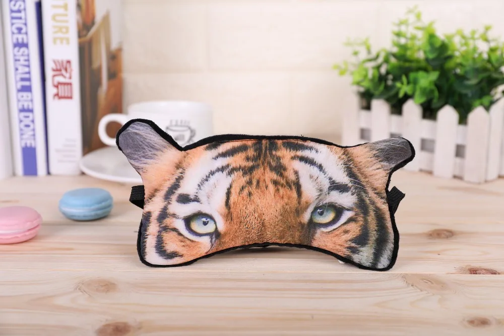 

3D Animal Cartoon Eye Mask For Sleep Realistic Soft Blindfold Creative Tiger Pug Cat Eyepatch Shading Eye Shade Cover Adjustable