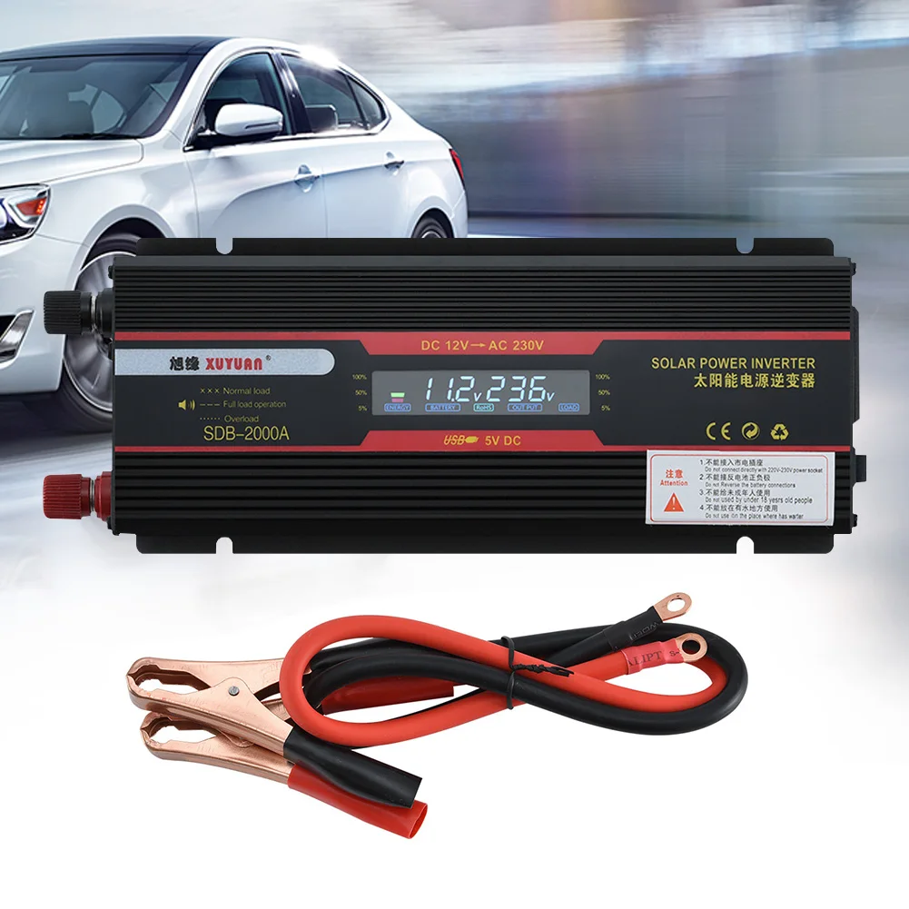 6000W Voltage Trucks Indicator Lamp LCD Display Convertor USB Universal Socket Black Car Inverter Transformer Modified Sine Wave |