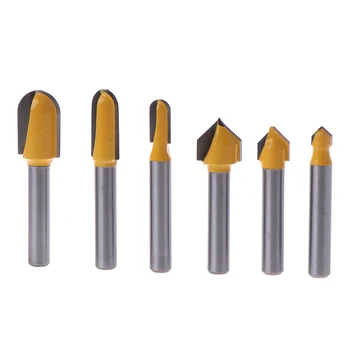 

6Pcs/Set Core Box Router Bits 1/4" Shank Line Knife Woodworking Cutter Tenon Cutter for Woodworking Engraving Tools